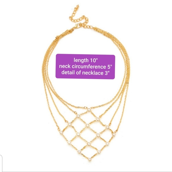 ๐คฃBeautiful Chain Bib Necklace Gold Plated - Picture 4 of 8